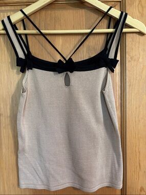 Max studio silk tank with black bow detailing